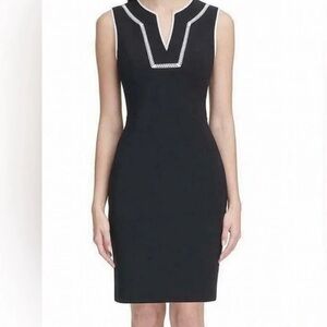 TOMMY HILFIGER Elegant Navy Sleeveless Dress Size 10 Feminine Classic Business